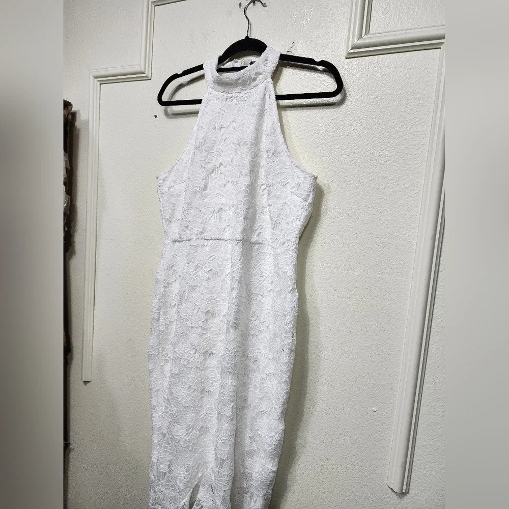 Lulus All the Charm White Lace Sleeveless High-Low Dress XL Wedding Party Prom